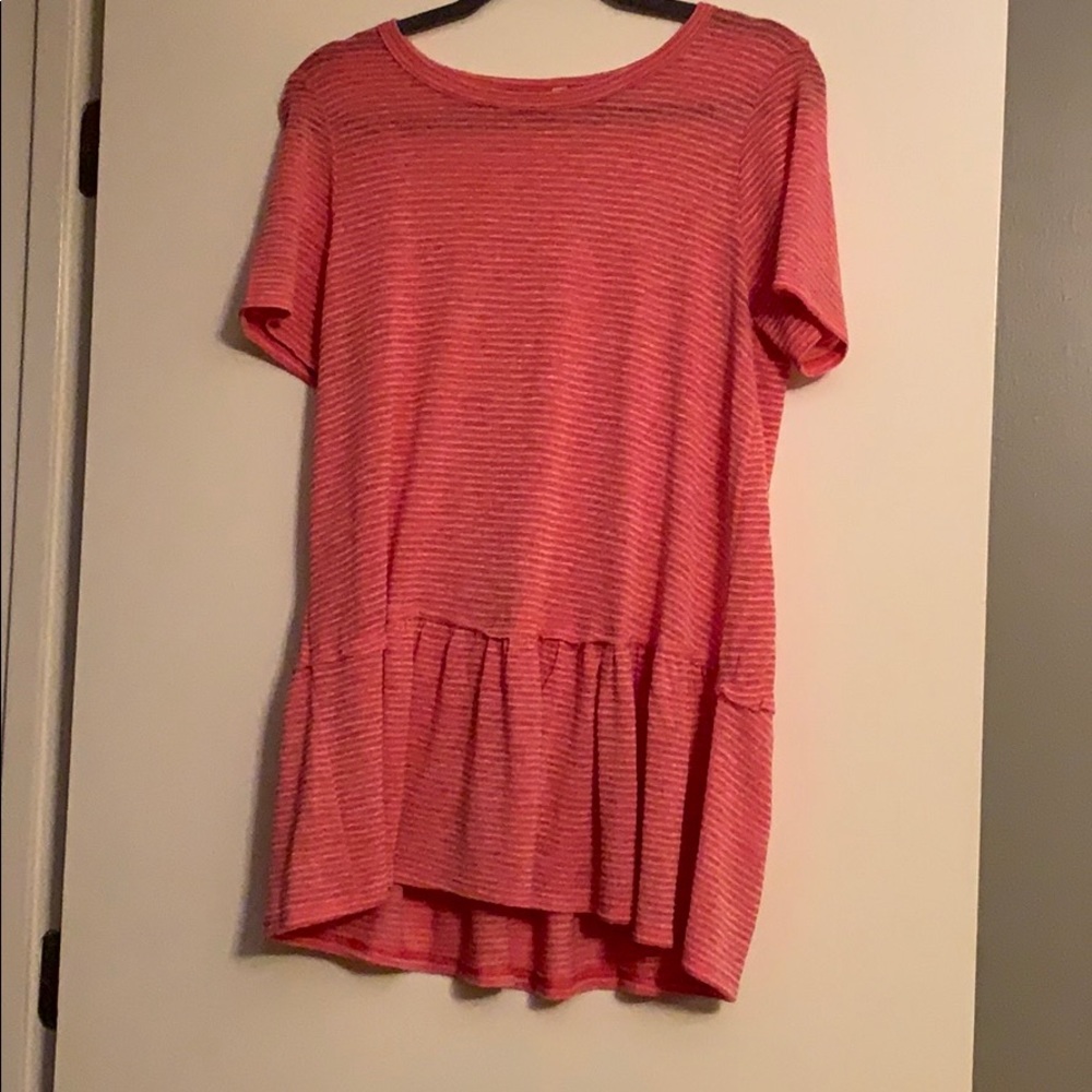 Pink and white stripped top (long)